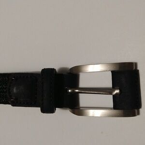 Unisex Black Textured Adjustable Tweed Look Belt Size 26-30 #W-784